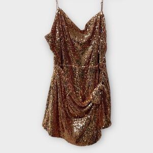 LULUS NWT Champagne sequin romper size XL